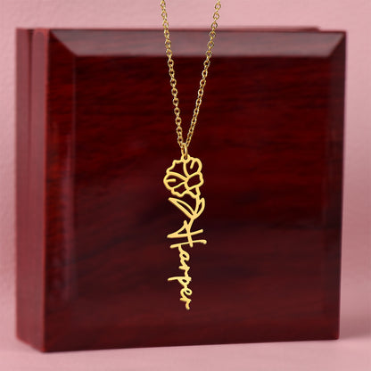 Personalized Flower Name Necklace