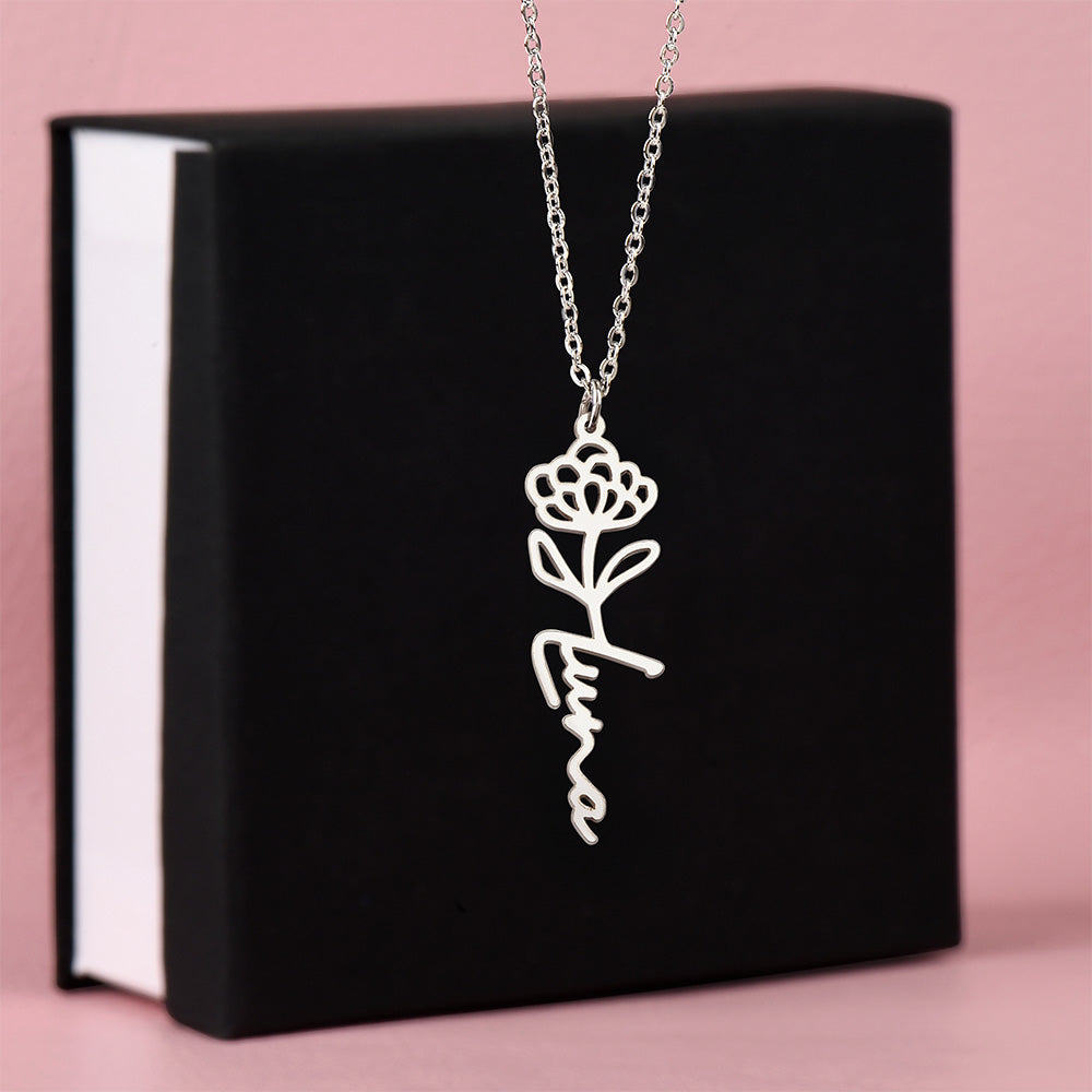 Personalized Flower Name Necklace