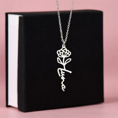 Personalized Flower Name Necklace