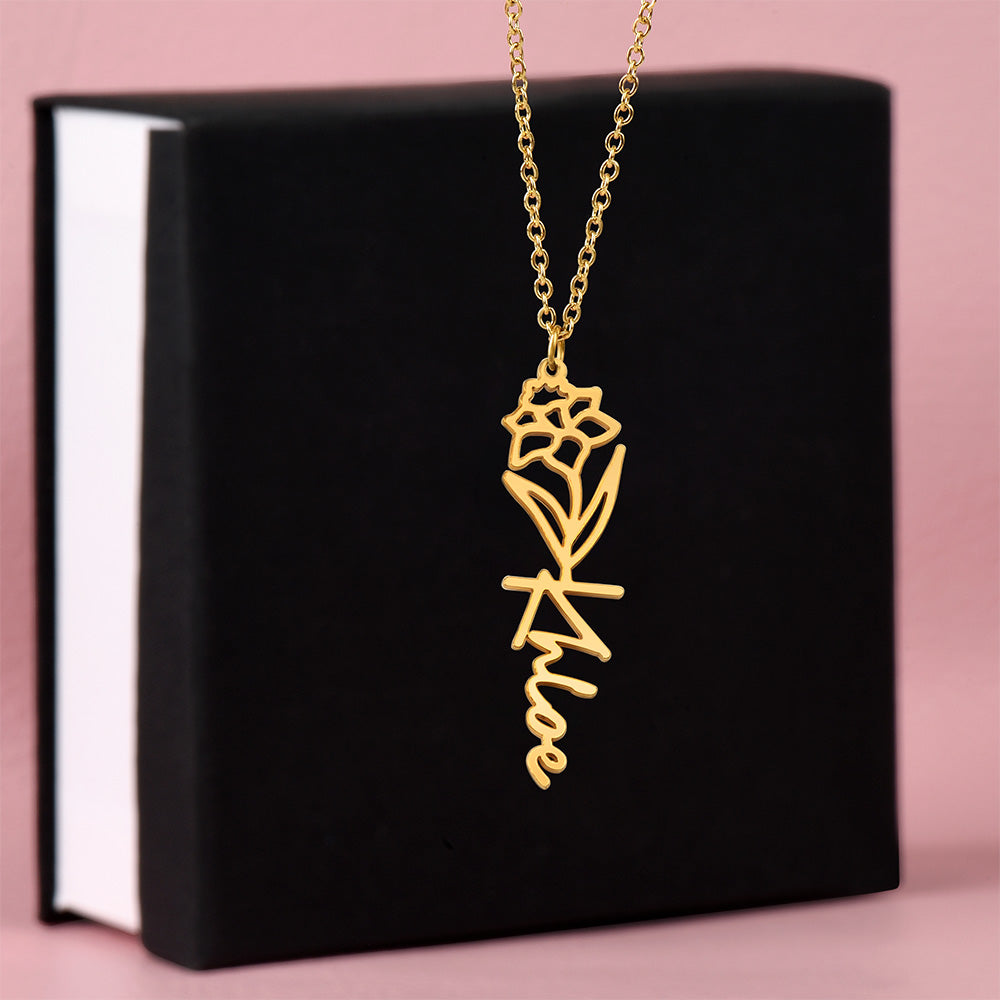 Personalized Flower Name Necklace