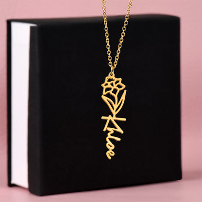 Personalized Flower Name Necklace