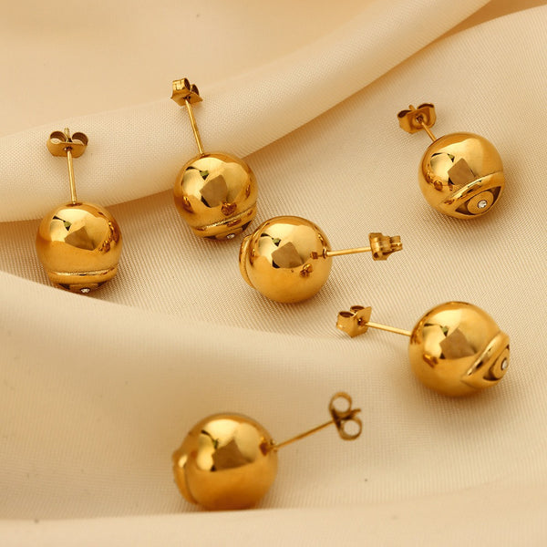 18K Gold Ball Stud Evil Eye Earrings — Best First Earrings Gift