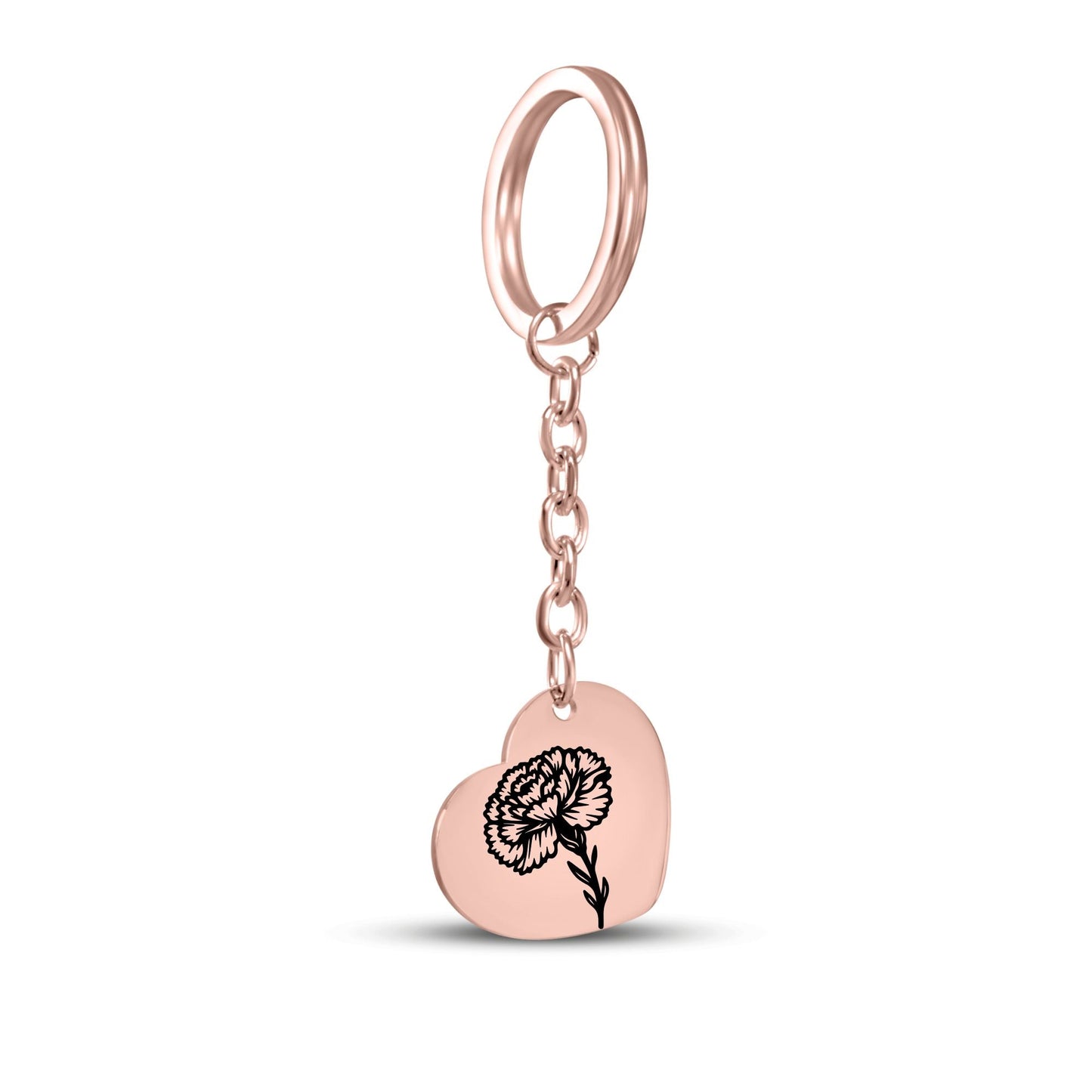 Birth Flower Heart Keychain