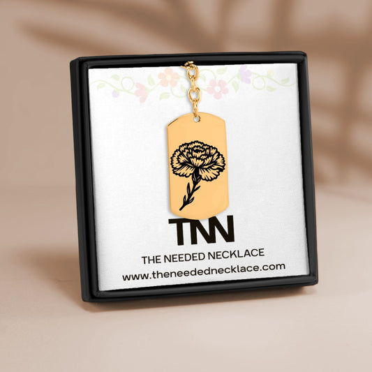 Birth Flower Tag Keychain