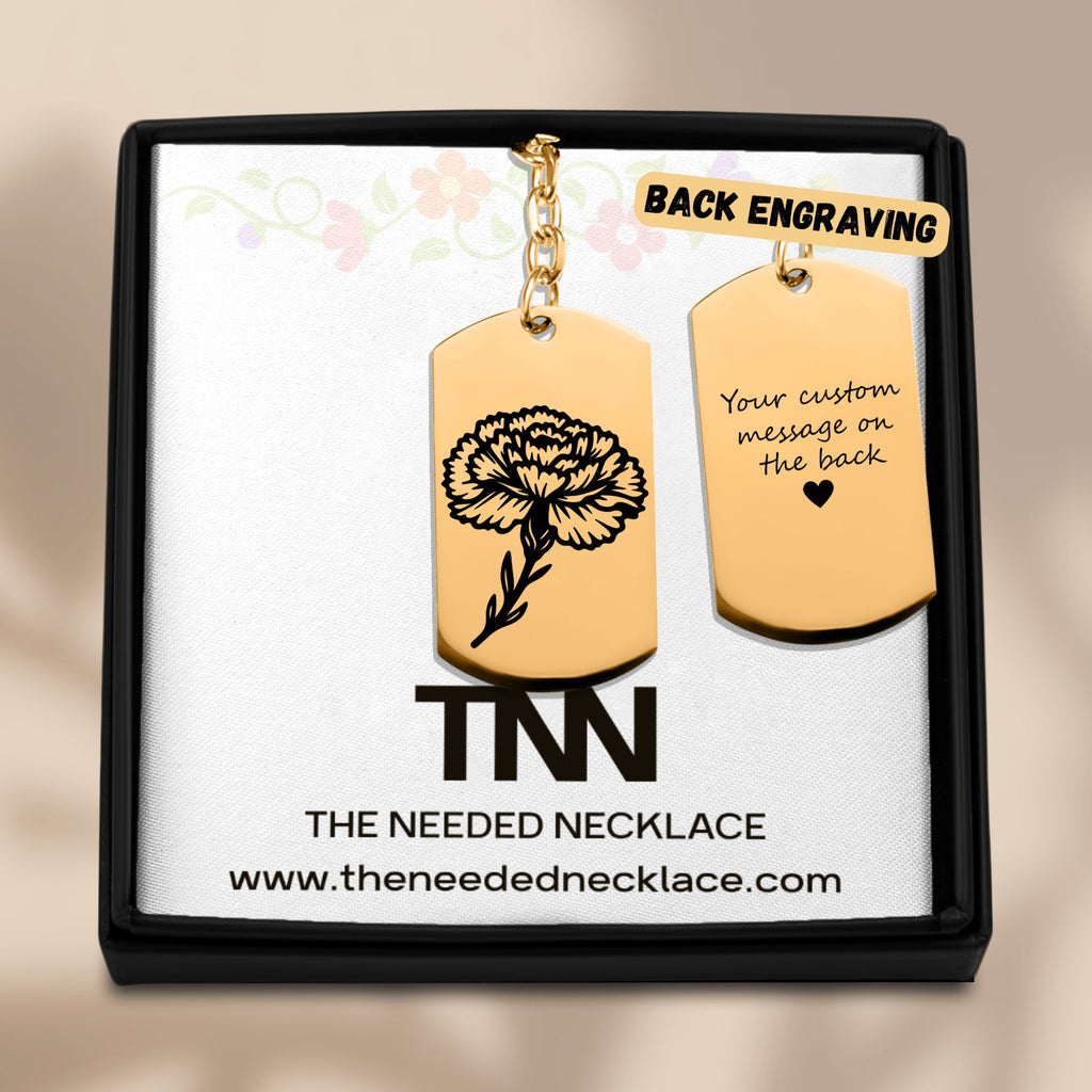 Birth Flower Tag Keychain