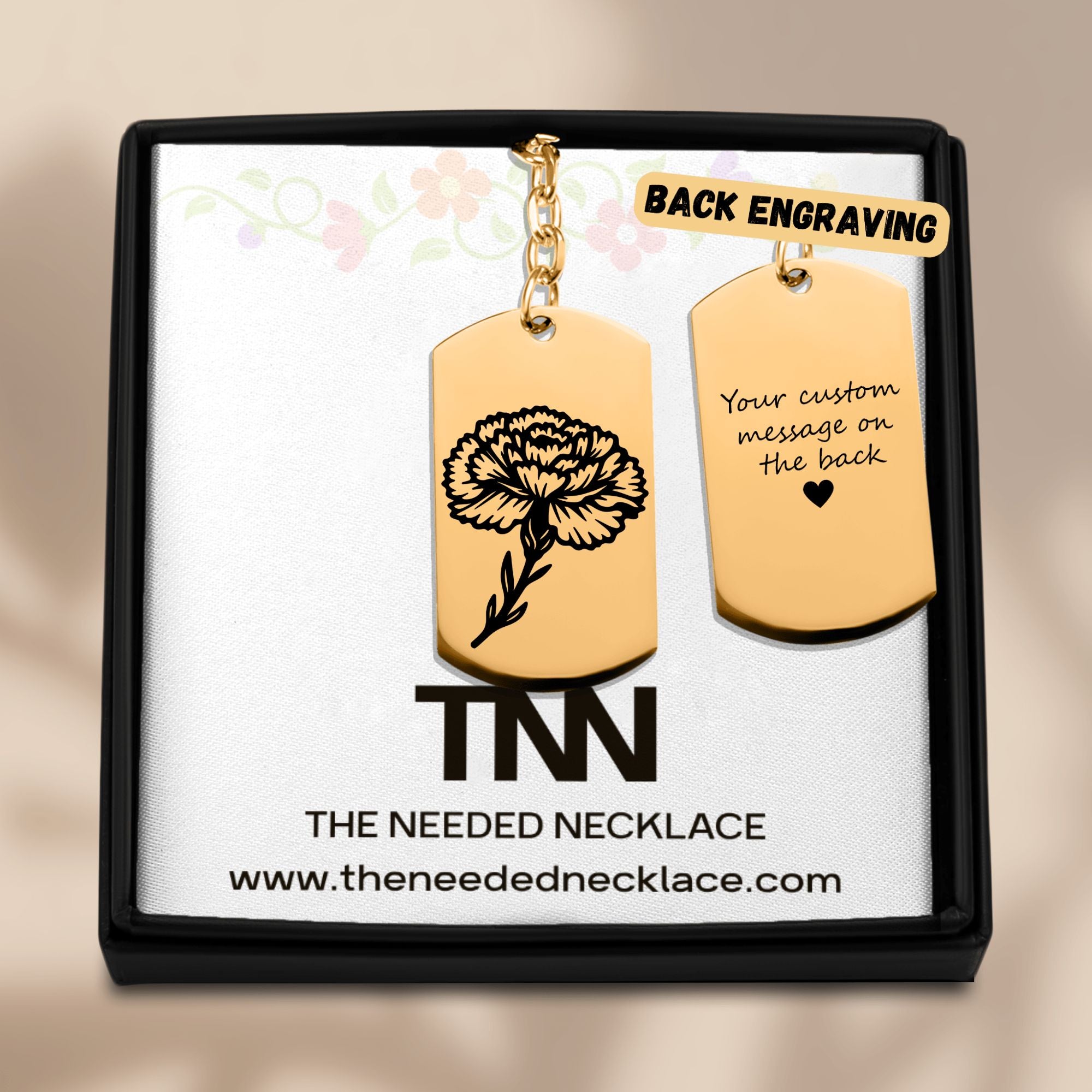 Birth Flower Tag Keychain