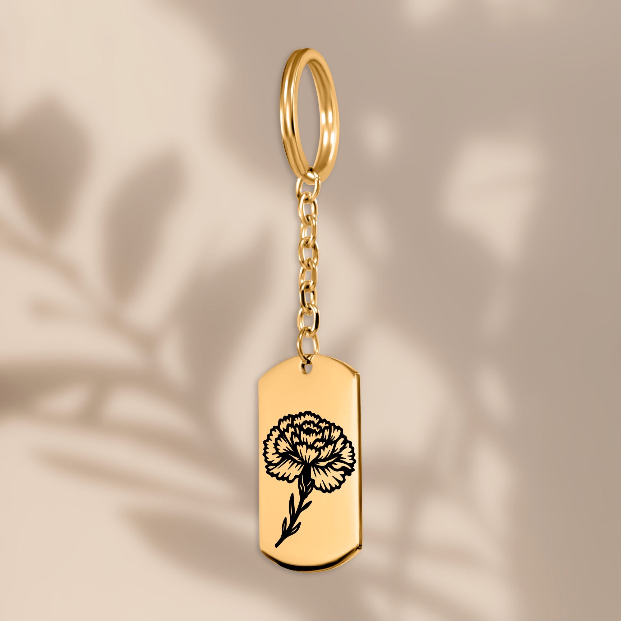 Birth Flower Tag Keychain