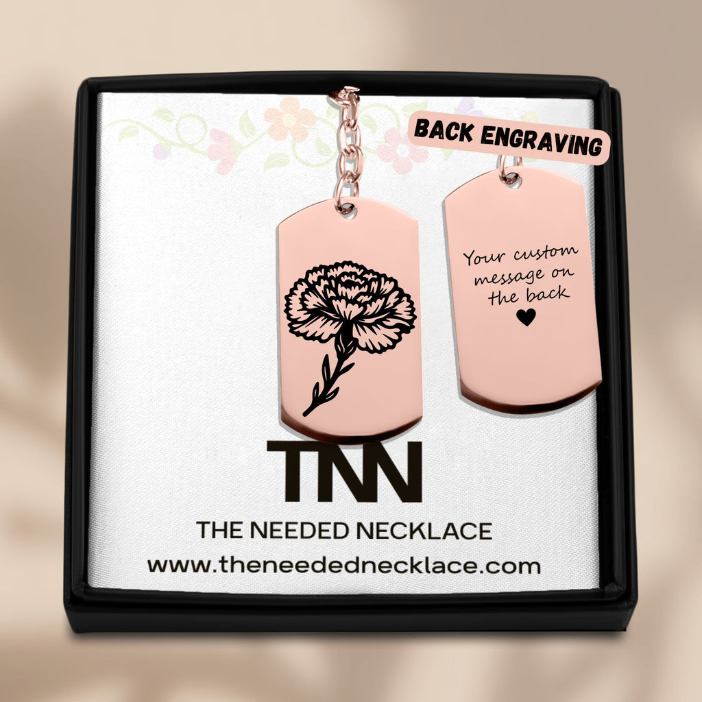 Birth Flower Tag Keychain