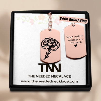Birth Flower Tag Keychain