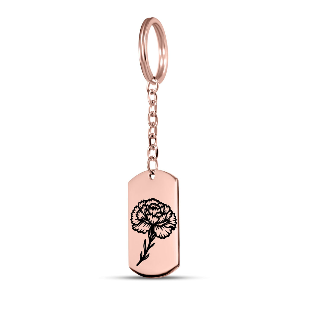 Birth Flower Tag Keychain