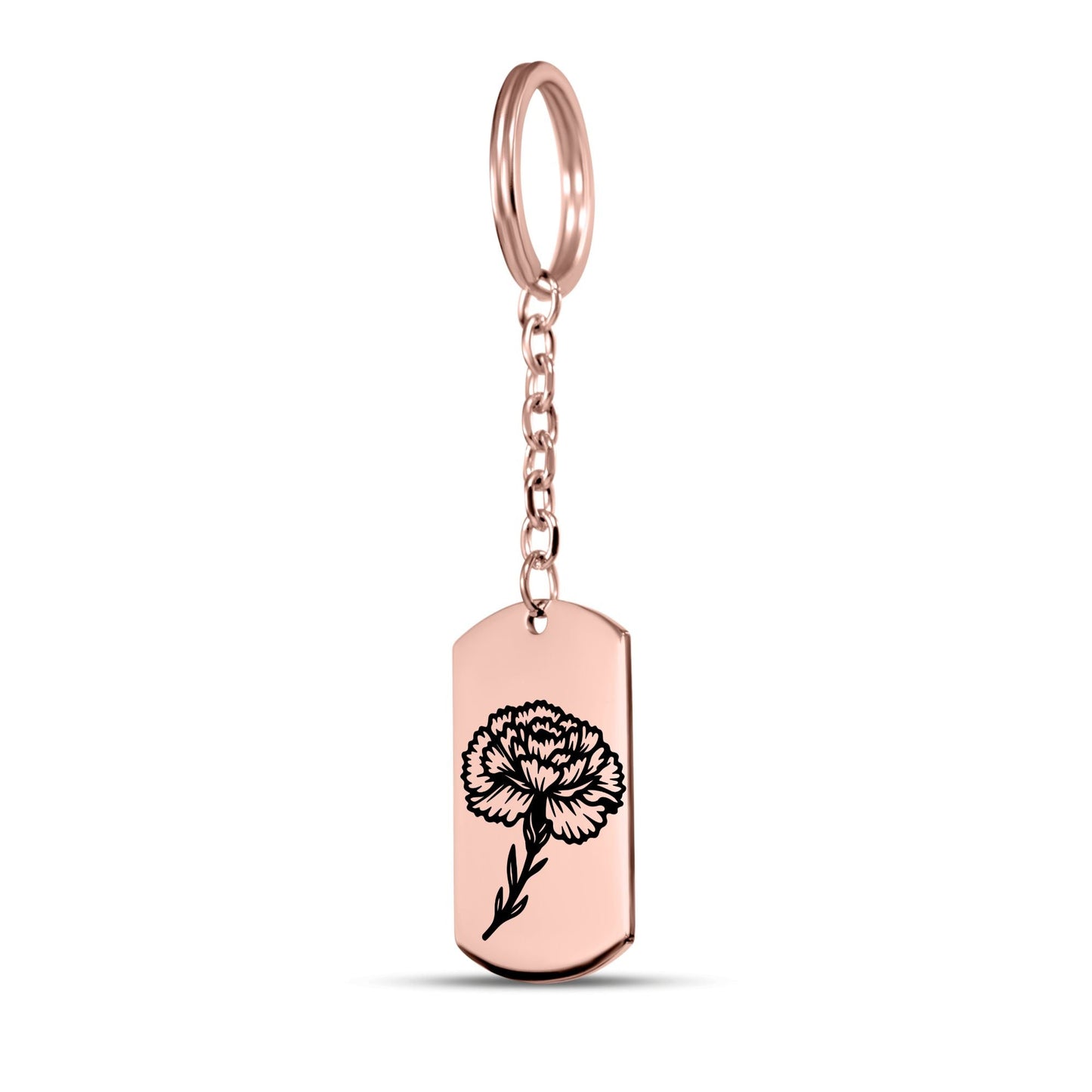 Birth Flower Tag Keychain