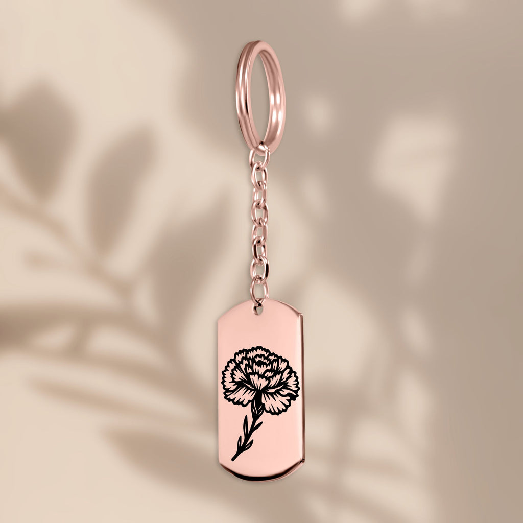 Birth Flower Tag Keychain