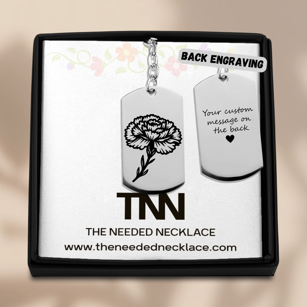 Birth Flower Tag Keychain