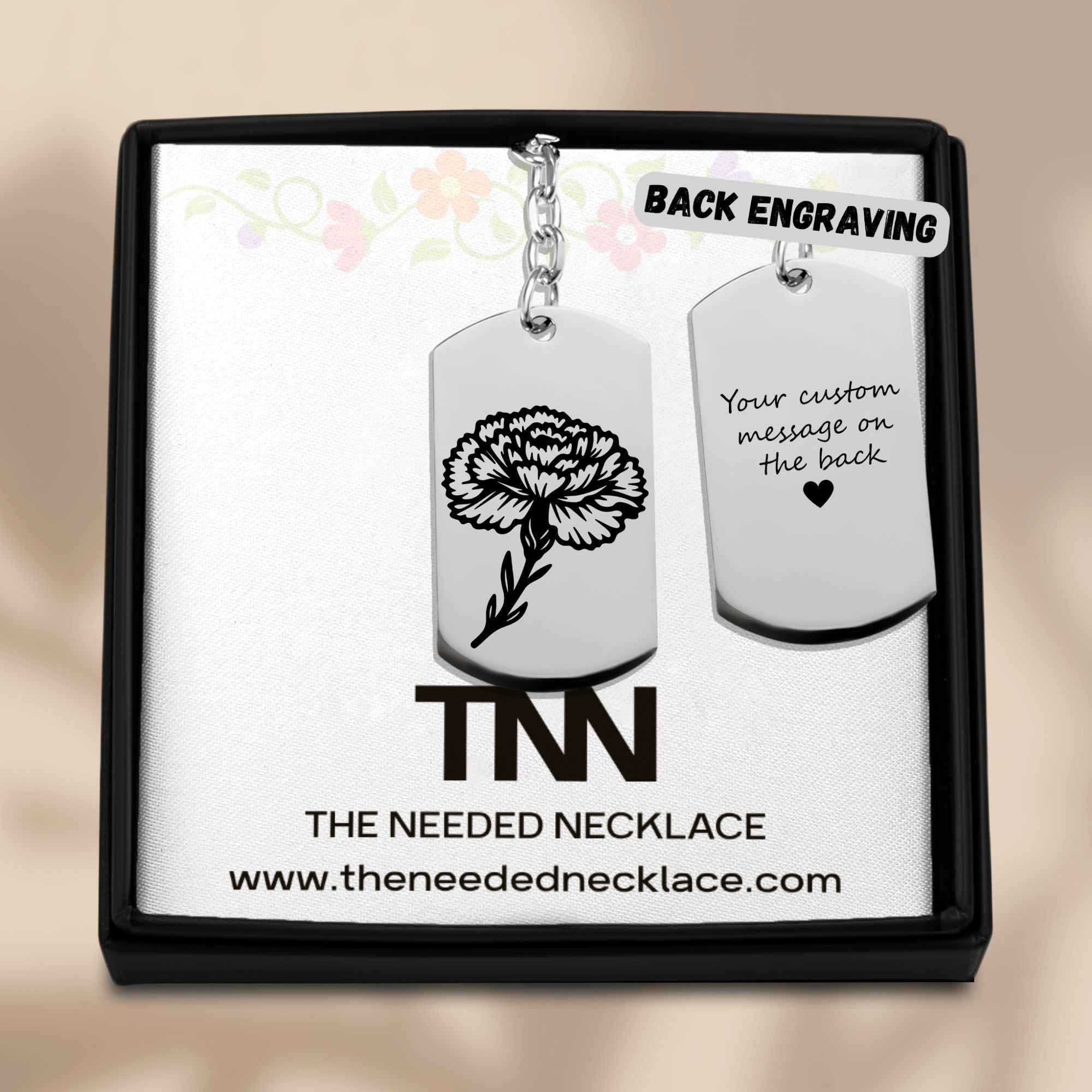 Birth Flower Tag Keychain