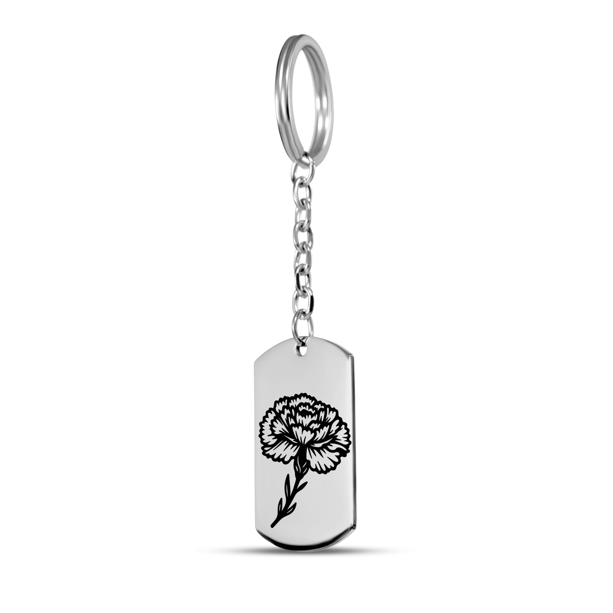 Birth Flower Tag Keychain