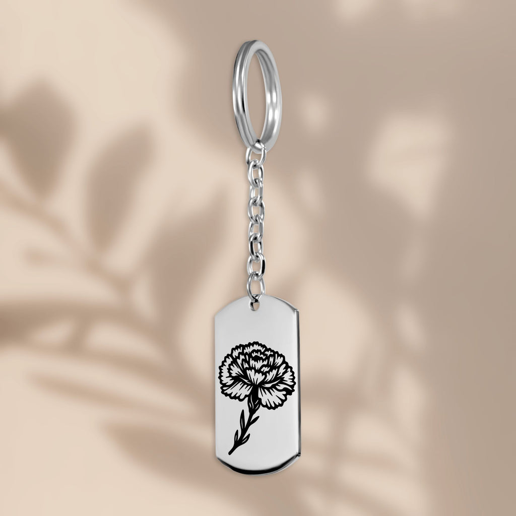 Birth Flower Tag Keychain