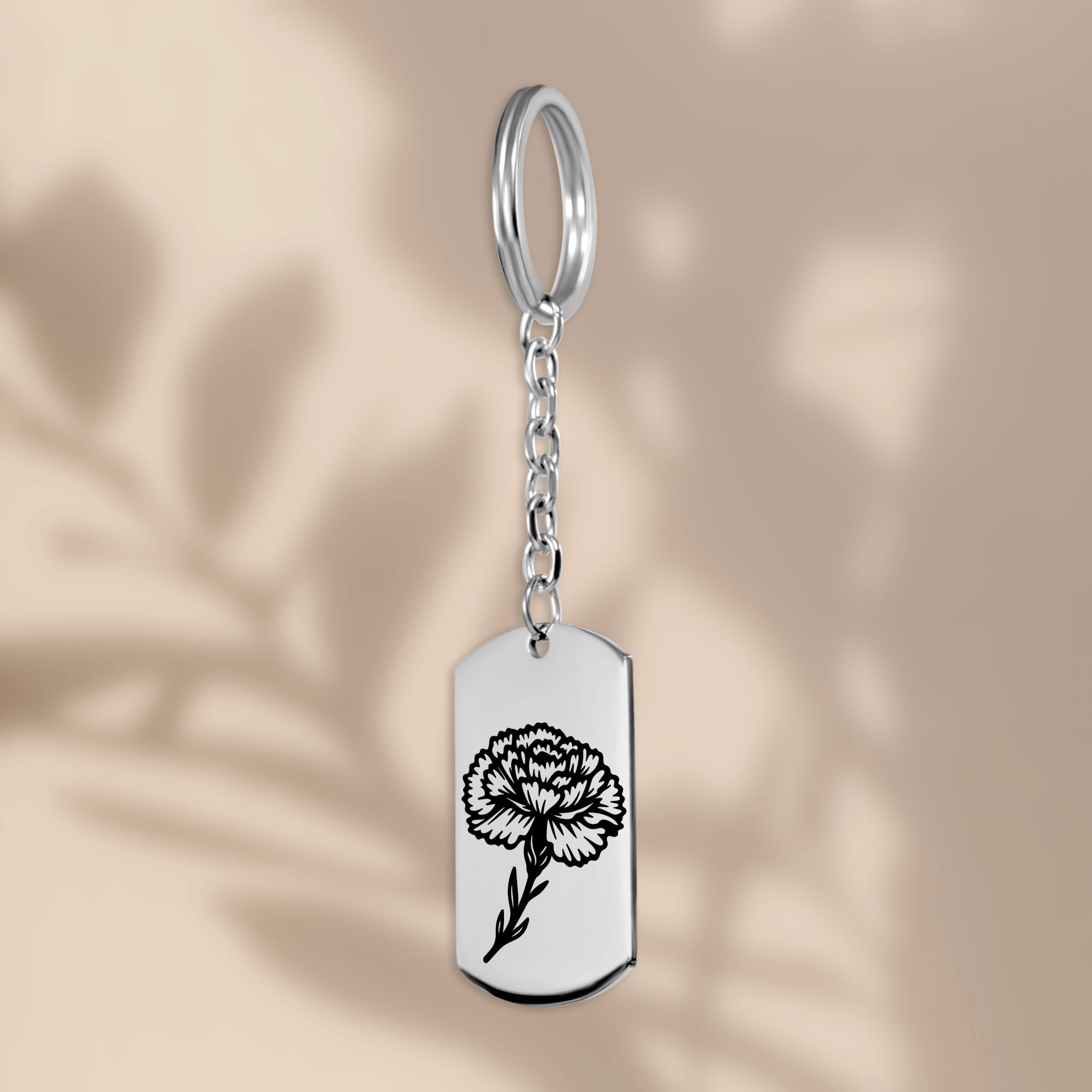 Birth Flower Tag Keychain