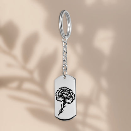Birth Flower Tag Keychain