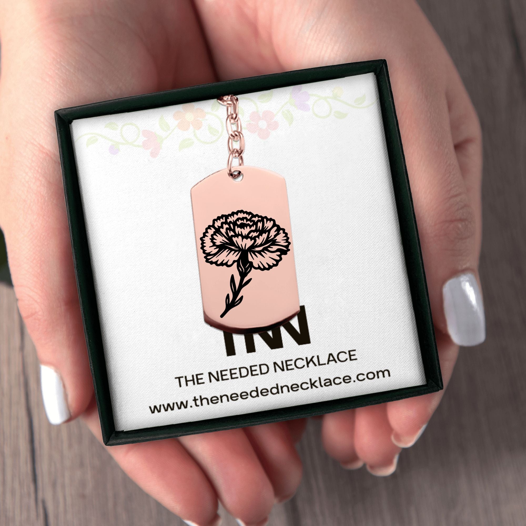 Birth Flower Tag Keychain