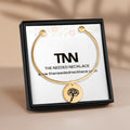 Personalized Birth Flower Bangle Bracelet