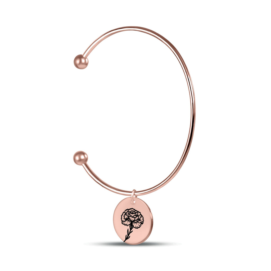 Personalized Birth Flower Bangle Bracelet