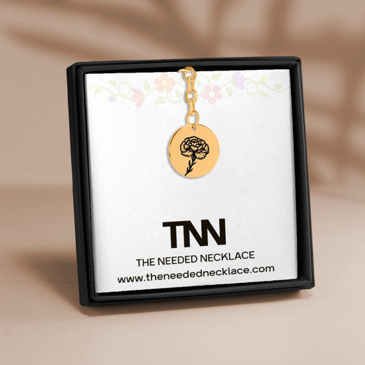 Birth Flower Coin Keychain