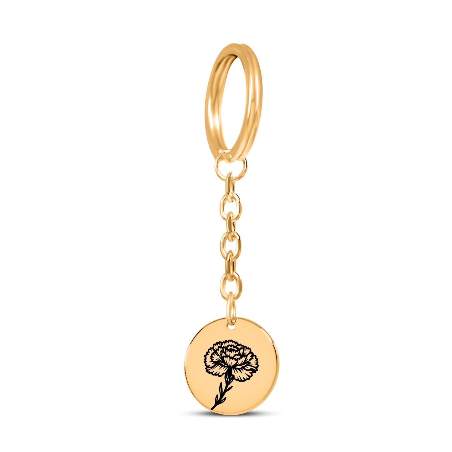 Birth Flower Coin Keychain