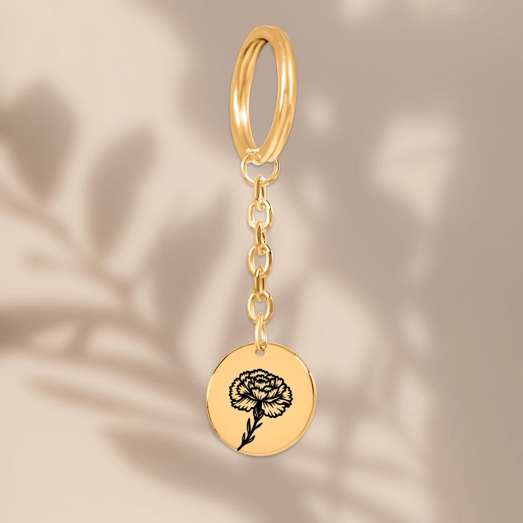 Birth Flower Coin Keychain