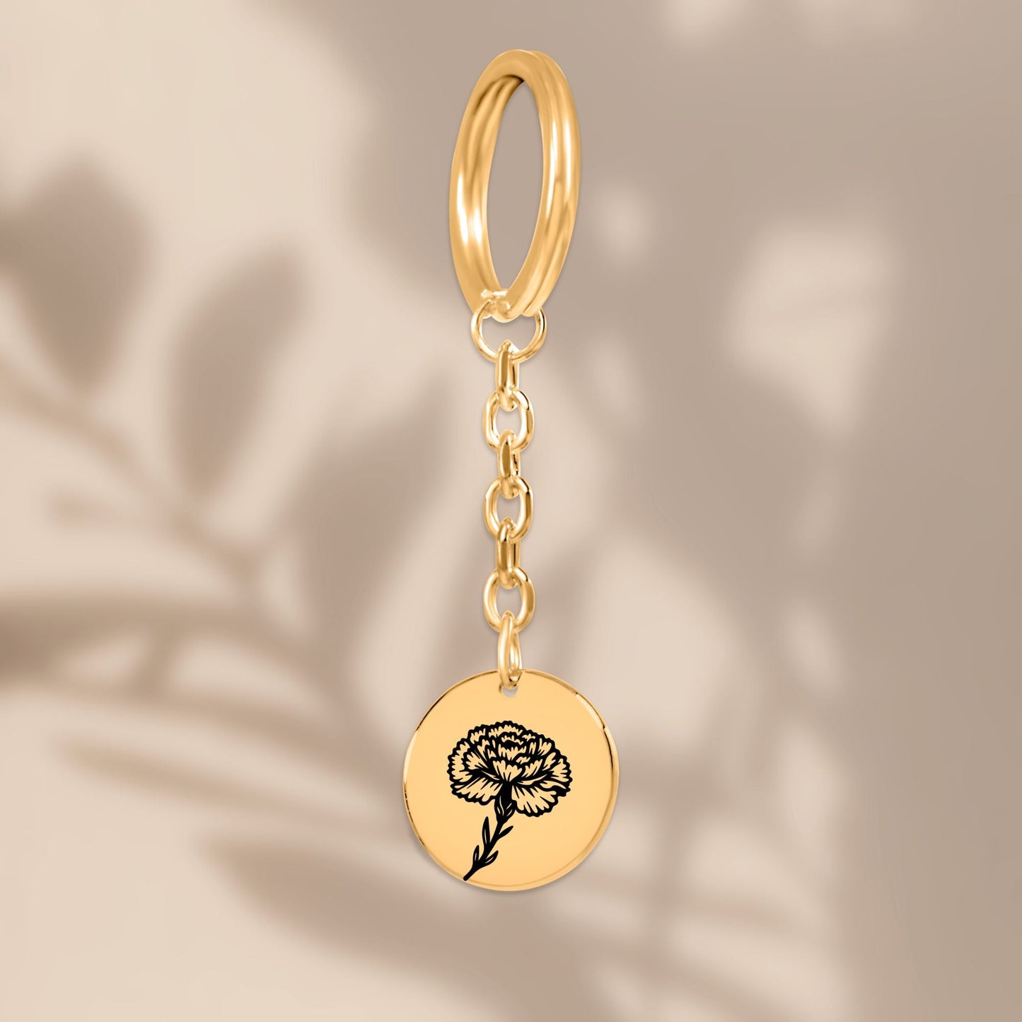 Birth Flower Coin Keychain