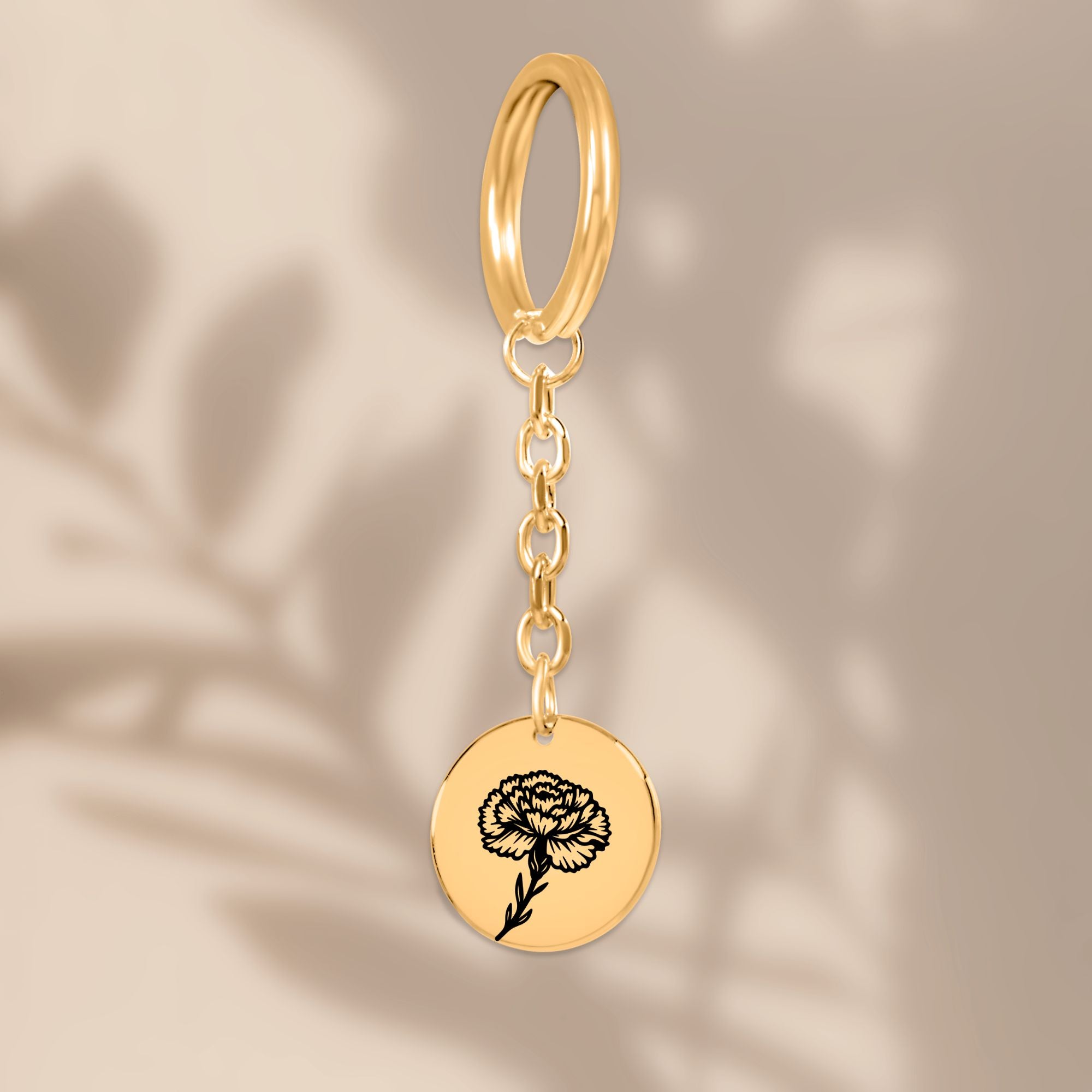 Birth Flower Coin Keychain