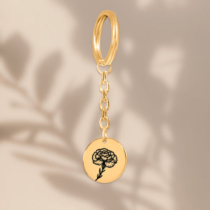 Birth Flower Coin Keychain