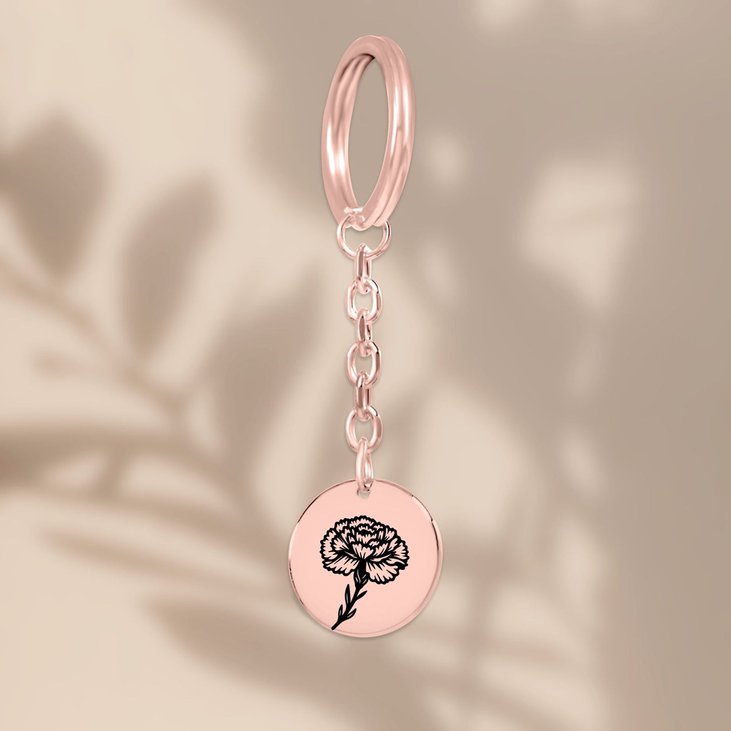 Birth Flower Coin Keychain