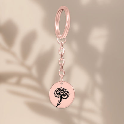 Birth Flower Coin Keychain