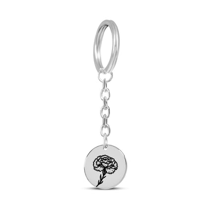 Birth Flower Coin Keychain