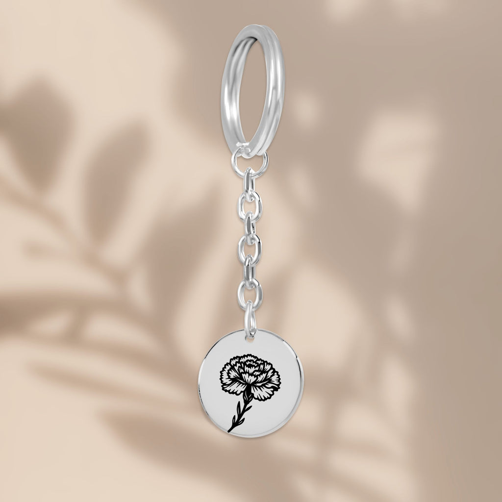 Birth Flower Coin Keychain