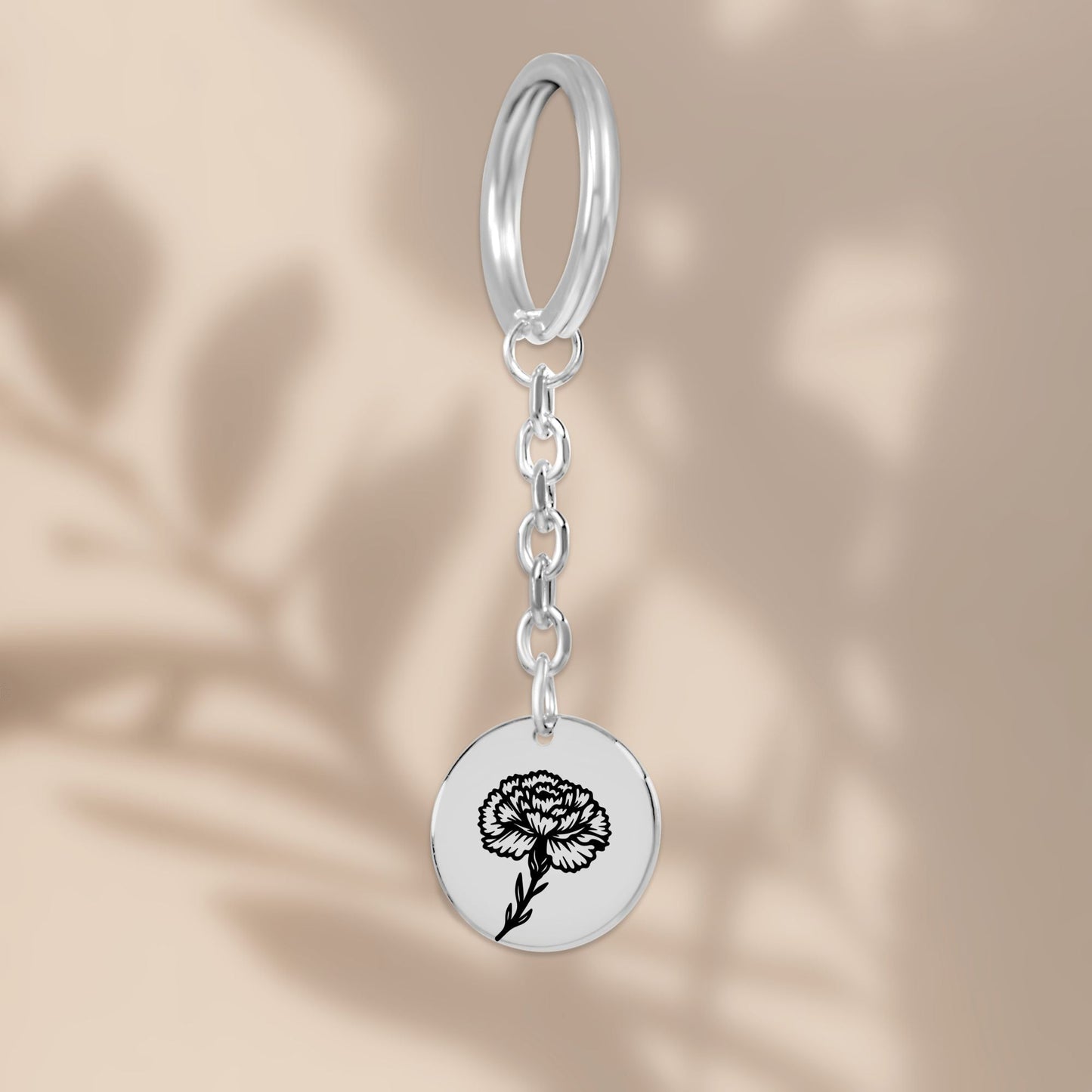 Birth Flower Coin Keychain