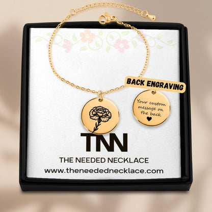 Personalized Birth Flower Coin Bracelet