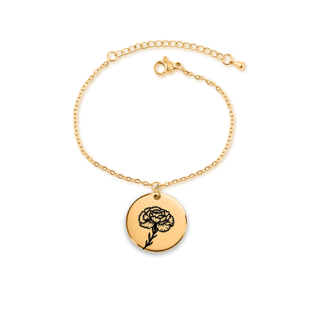 Personalized Birth Flower Coin Bracelet