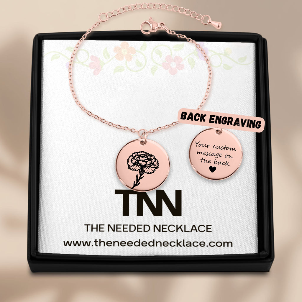 Personalized Birth Flower Coin Bracelet