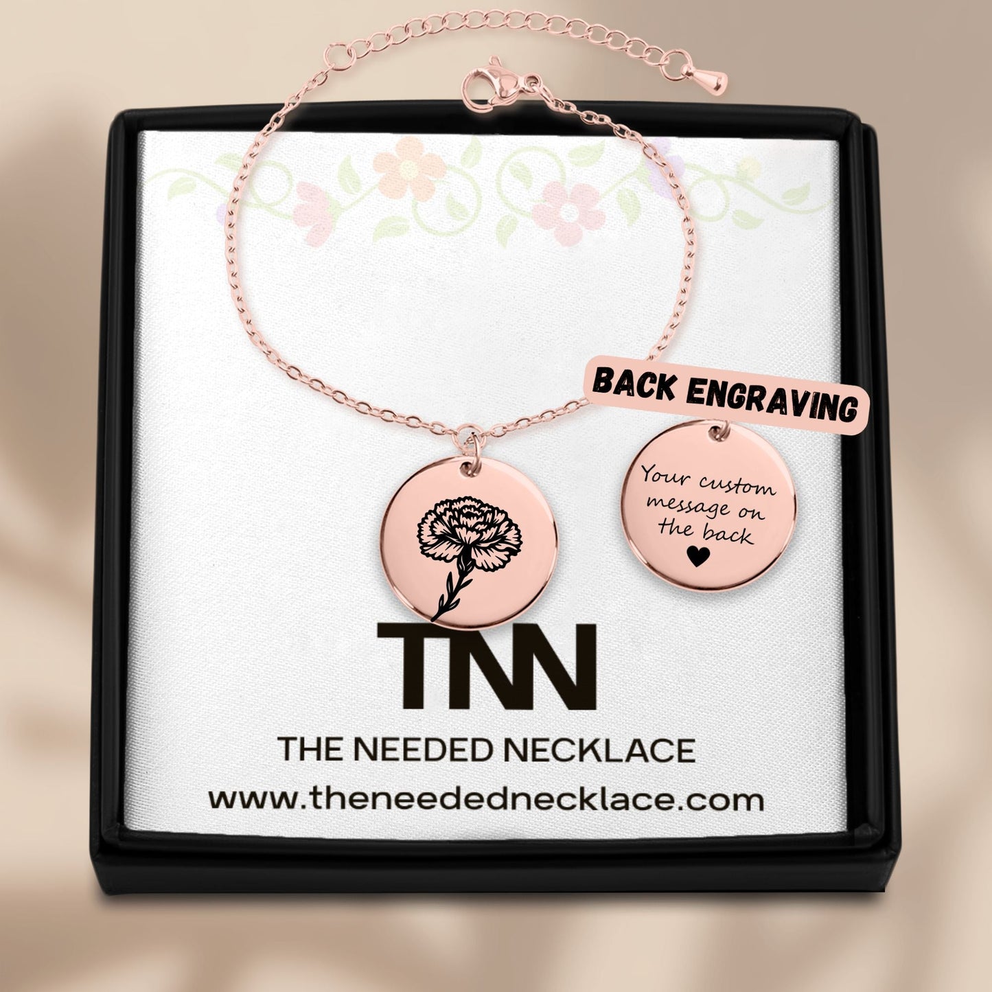 Personalized Birth Flower Coin Bracelet