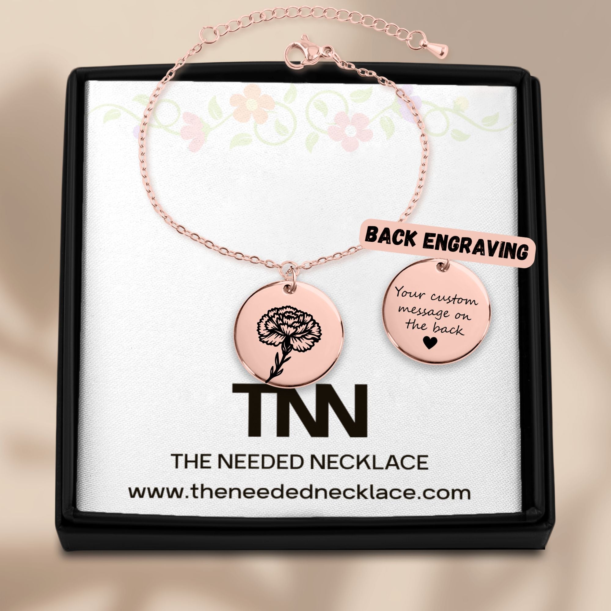 Personalized Birth Flower Coin Bracelet