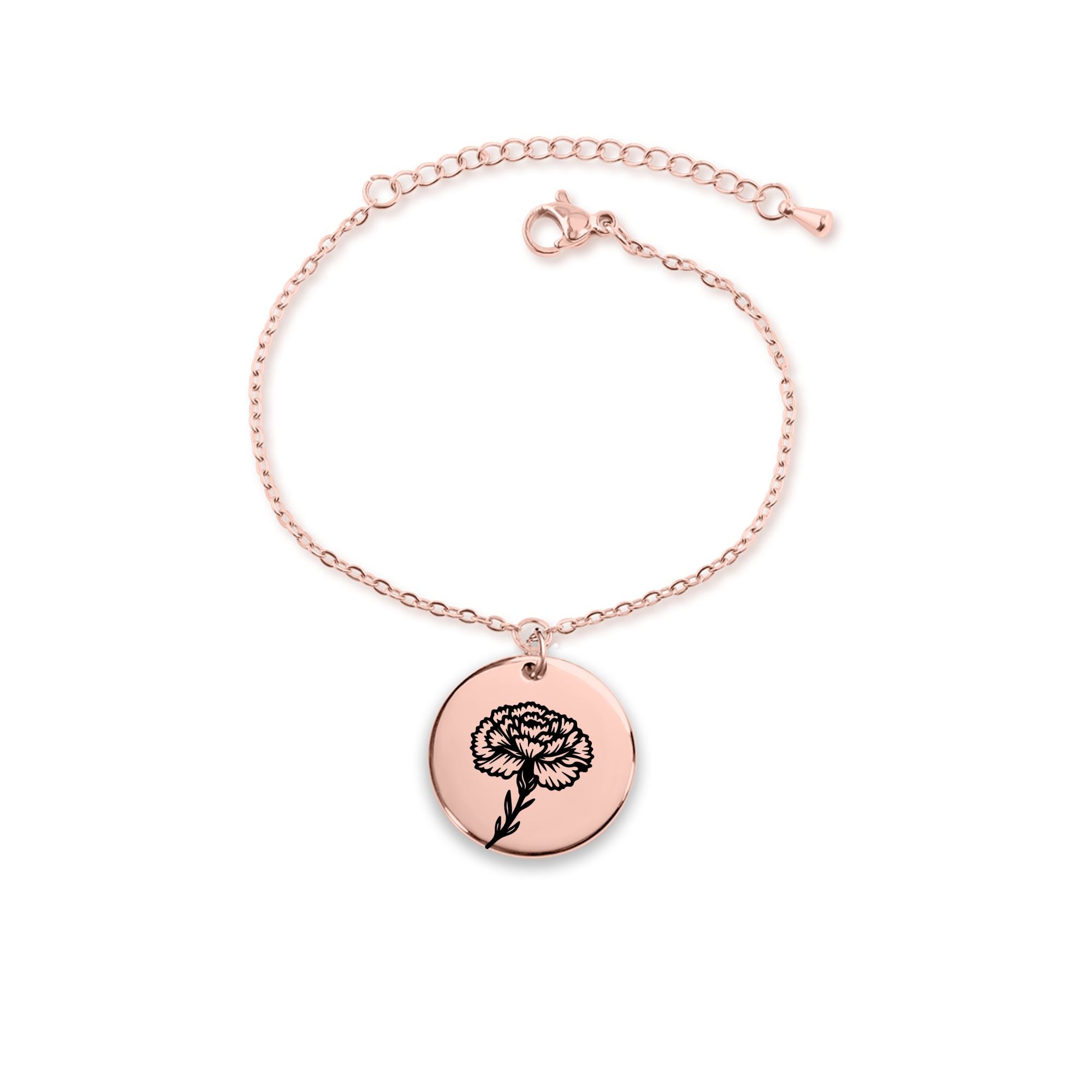 Personalized Birth Flower Coin Bracelet