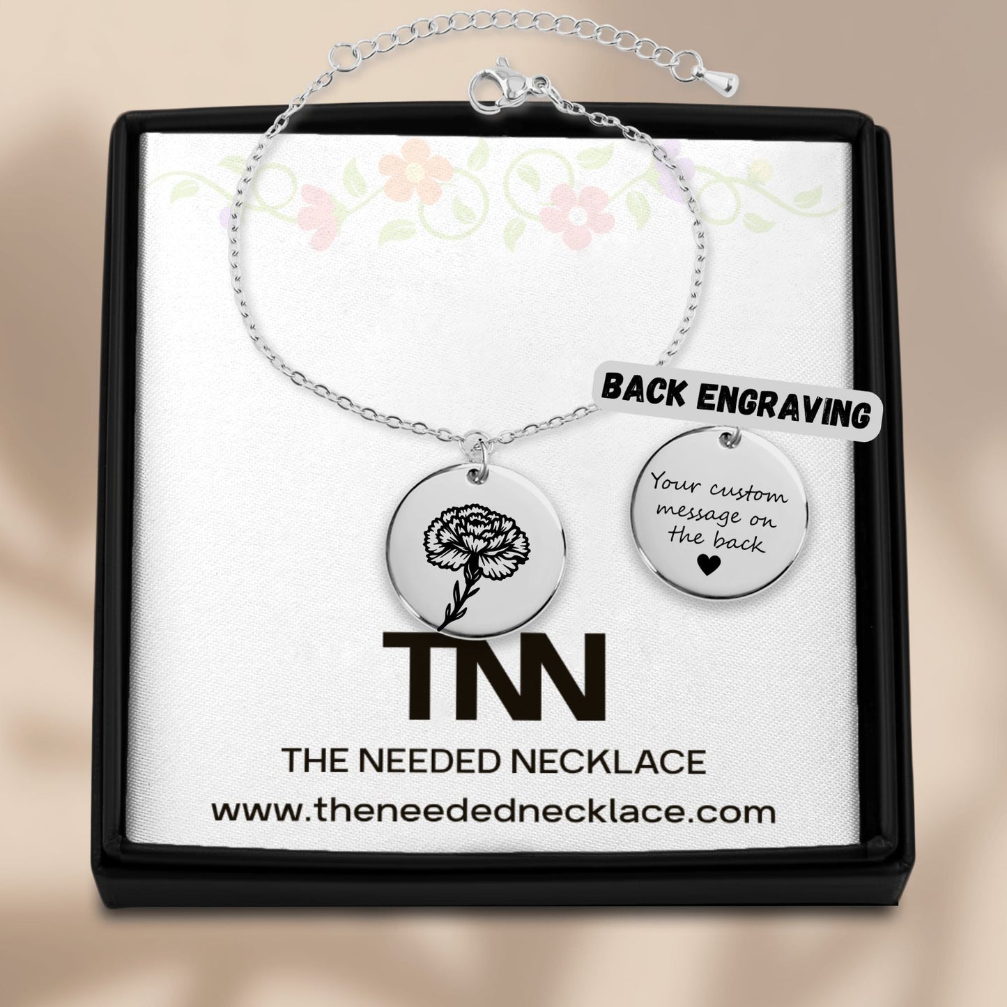 Personalized Birth Flower Coin Bracelet