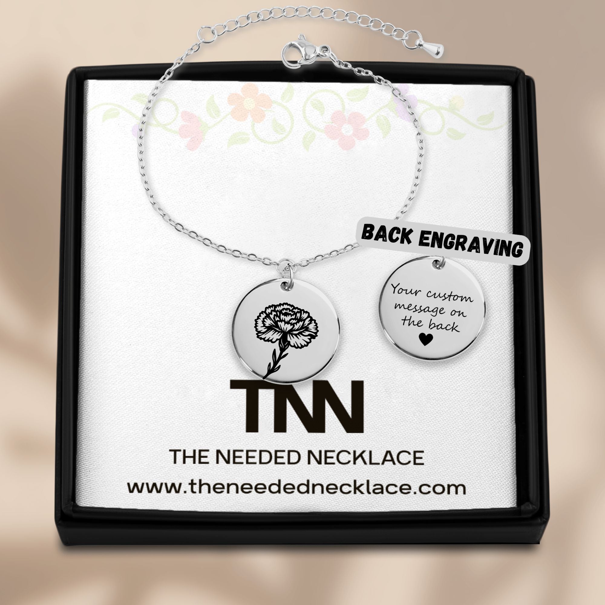 Personalized Birth Flower Coin Bracelet