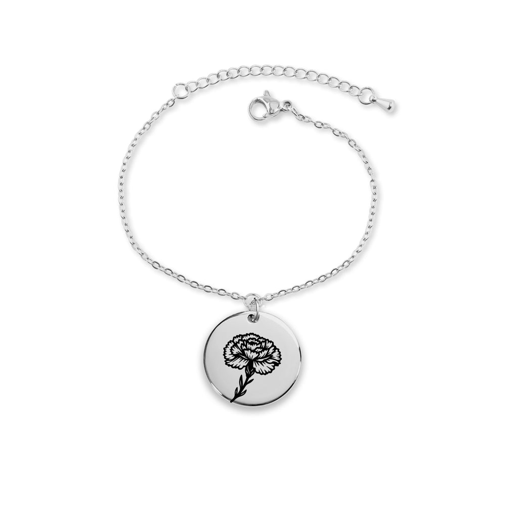 Personalized Birth Flower Coin Bracelet