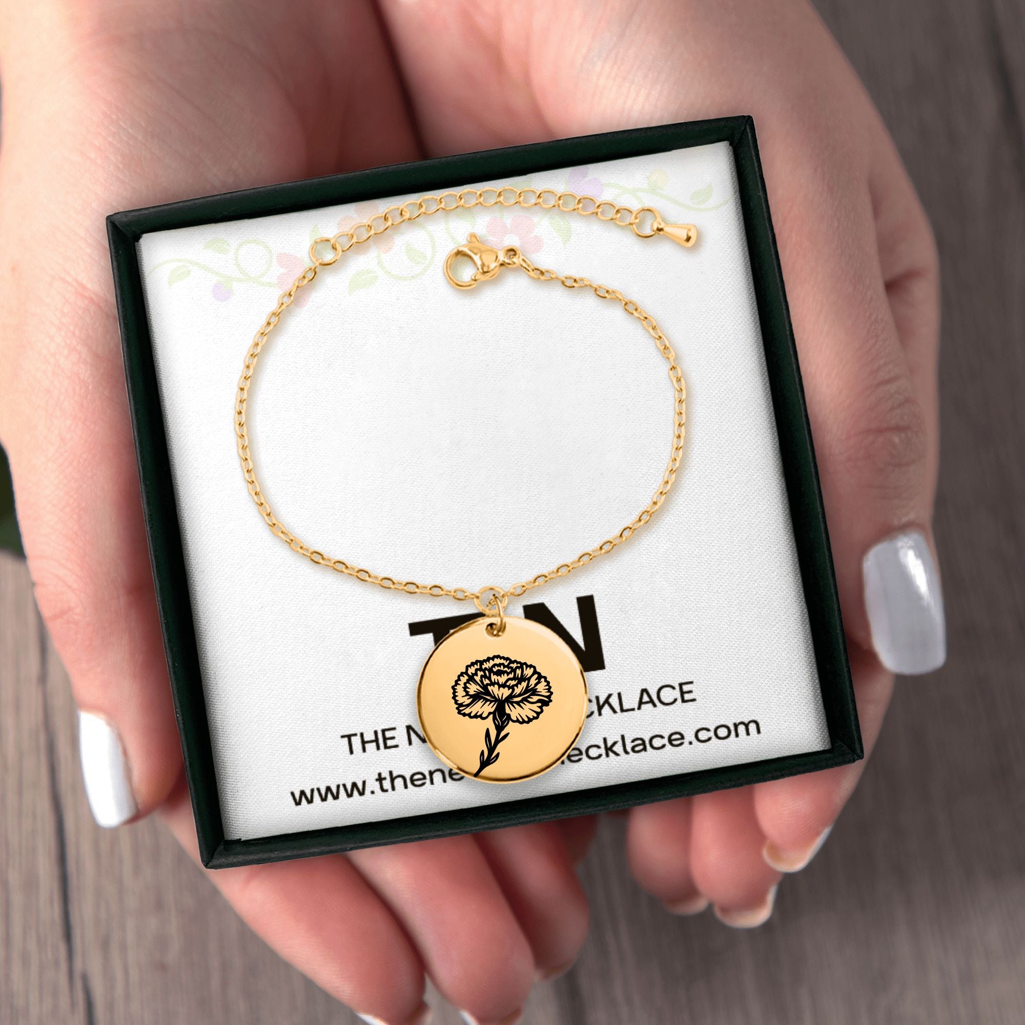 Personalized Birth Flower Coin Bracelet