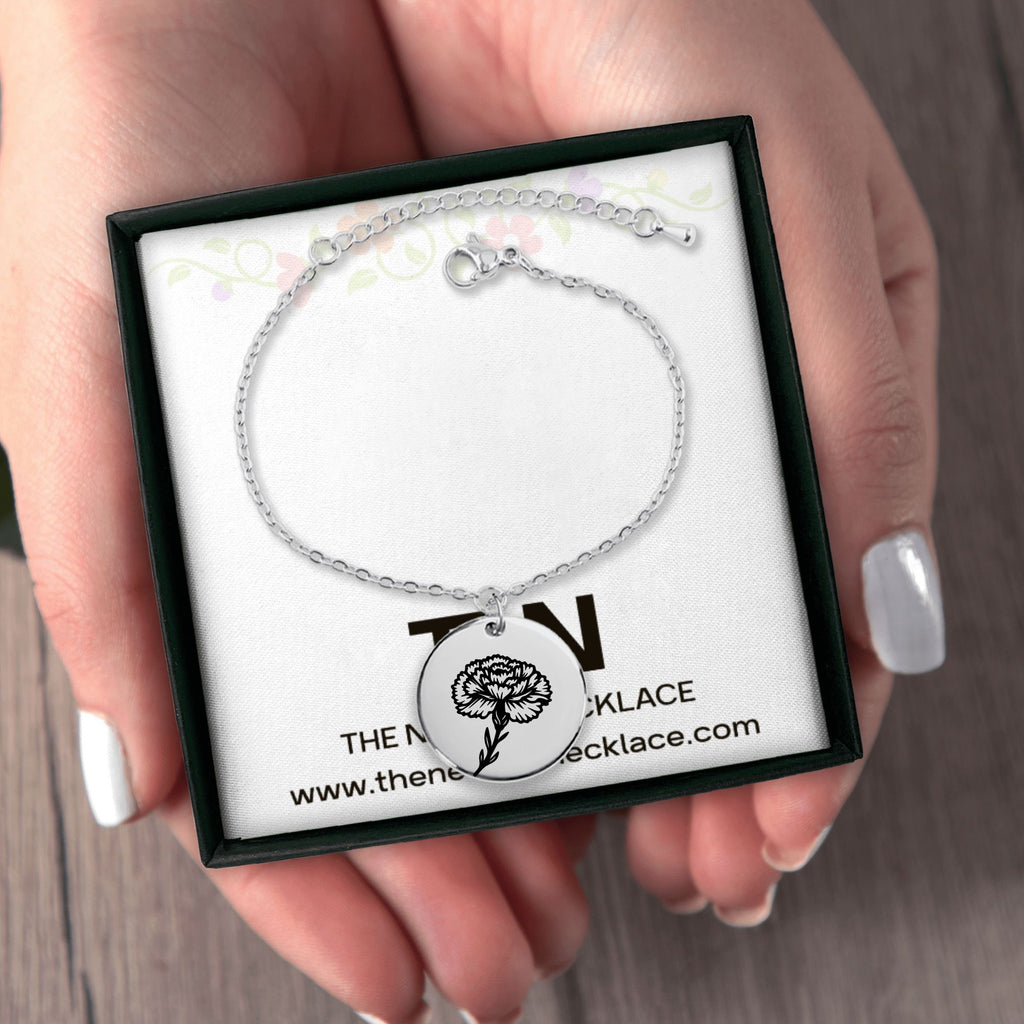Personalized Birth Flower Coin Bracelet