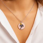Birth Flower Necklace with Birthstone - Fine Link Coin Necklace