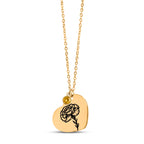 Birth Flower Necklace with Birthstone - Fine Link Heart Necklace