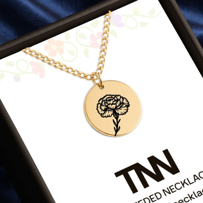 Birth Flower Cuban Link Coin Necklace